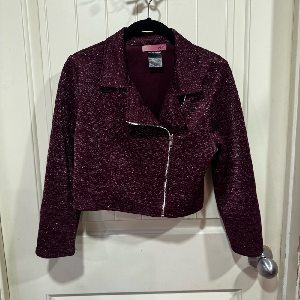 Chic dark plum girls blazer